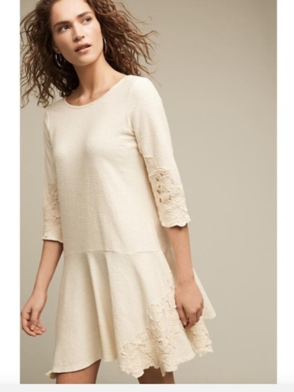 Maeve By Anthropologie Linen Blend Tierra Drop Waist Midi Dress Size MP